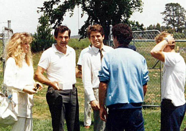 Mark Kennedy Shriver at the first Special Olympics Australia National Games, shown third from left